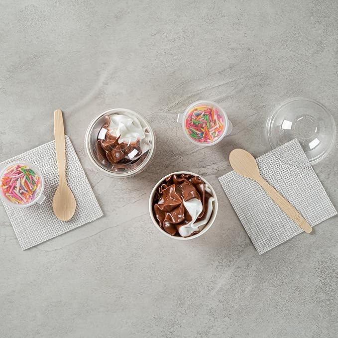 Coppetta 3-Ounce Dessert Cups, 200 Disposable Ice Cream Cups - Lids Sold Separately, Striped, Pink And White Paper FroYo Bowls, For Hot And Cold Foods, Perfect For Gelato Or Mousse - Restaurantware