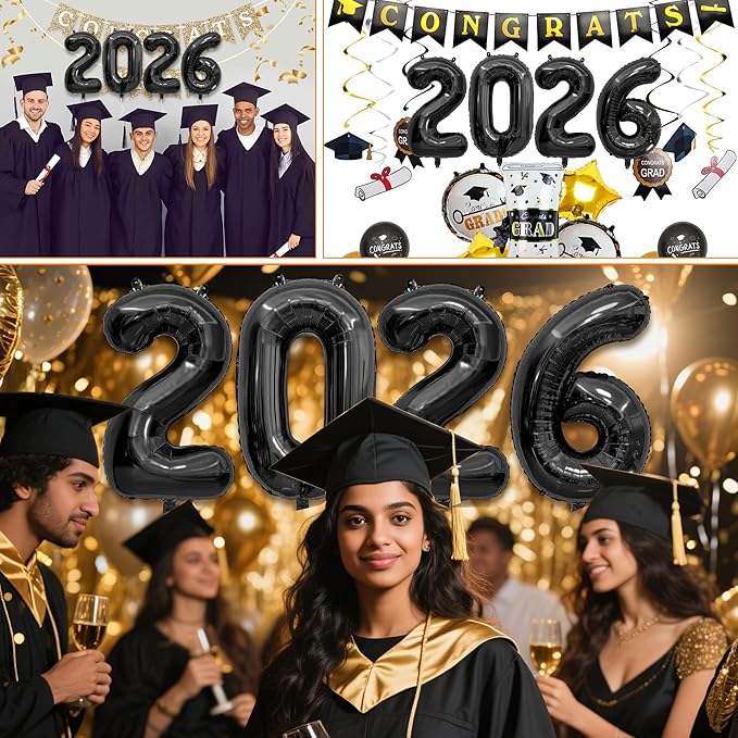 40 Inch 2026 Balloons Black Foil Number Balloons for 2026 New Year Festival Celebration or Birthday Party Supplies Decorations,New Years Balloon 2026, New Years Eve Balloon