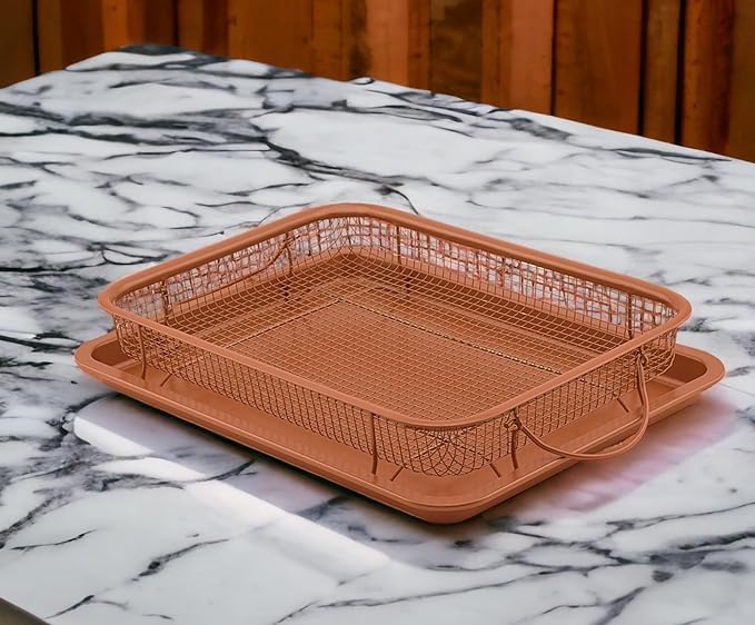 G & S Metal Products Company Baking with G&S Nonstick Crisper Basket with Baking Pan, Copper, 2 Piece Set, Durable and Easy to Use (Pack of 2)