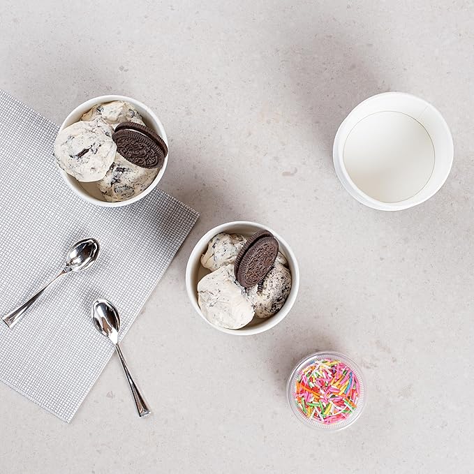 Coppetta 5-Ounce Dessert Cups, 200 Disposable Ice Cream Cups - Lids Sold Separately, Sturdy, Black Paper Frozen Yogurt Bowls, For Hot And Cold Foods, Perfect For Gelato Or Mousse - Restaurantware