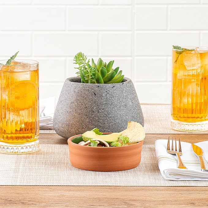Restaurantware-Terra Tek 6.8 Ounce Terracotta Cazuelas, 2 Green Glazed Clay Pots For Cooking - Oven-Ready, Microwavable, Terracotta Serving Pots, Dishwashable, For Cooking And Serving