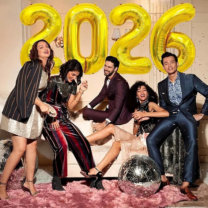 Gold 2026 Balloons, 40 Inch 2026 Number Balloon Foil New Year Balloon Numbers for New Years Eve Party Graduation Party Decoration