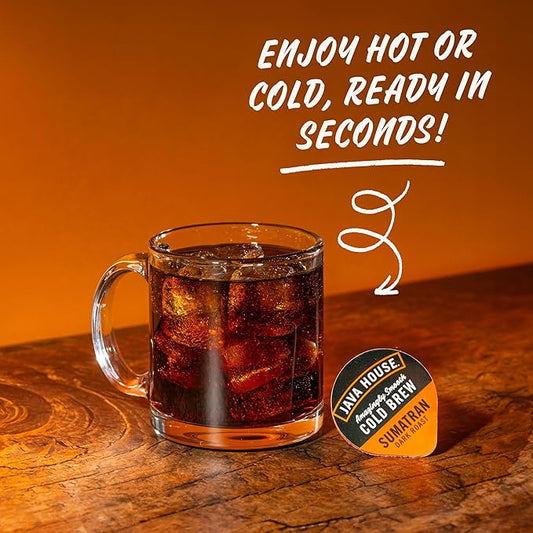 JAVA HOUSE Dark Roast Sumatran Cold Brew Capsules, 1.35 Fluid Ounces (12 Count) Peel and Pour, TSA Approved, Travel Friendly Cold Brew, Hot or Iced, Instant Coffee Concentrate