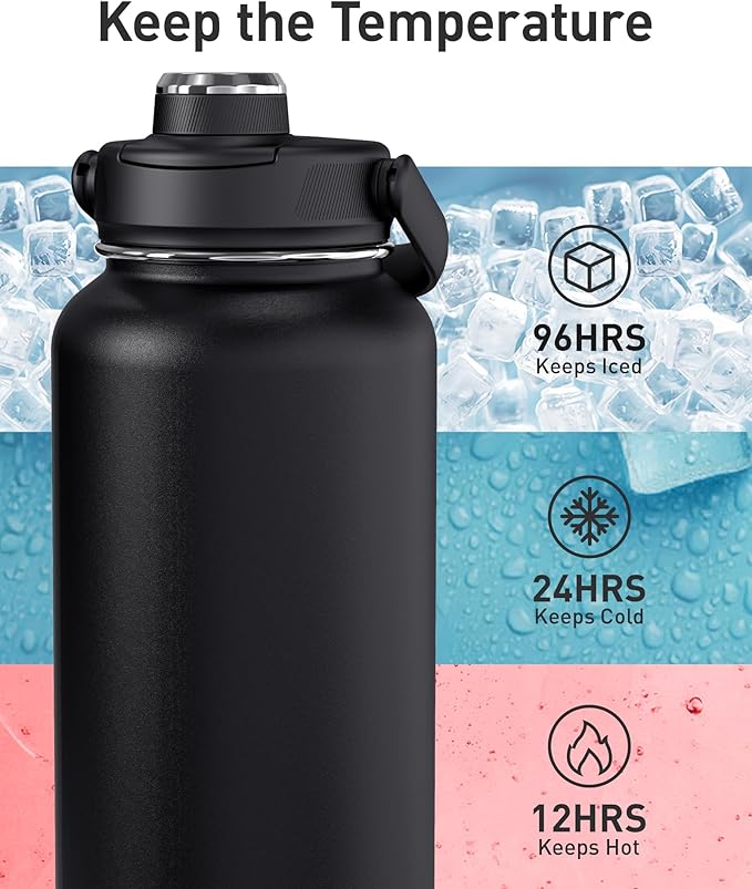TOURIT 24 oz Insulated Water Bottle, Stainless Steel Sports Water Bottles With Top Handle, Double-Wall Travel Thermal Water Flask, BPA Free Leakproof Water Bottle for Sports and Travel, Lilac Purple