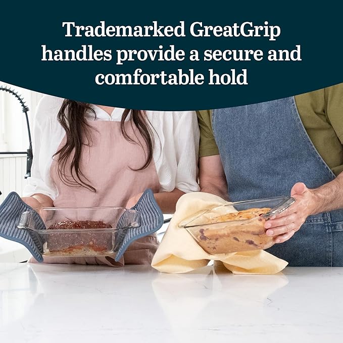 Libbey Baker’s Premium 2 Piece Glass Baking Dish Set, Stackable, Space Saving Glass Bakeware Set, Oven Baking Dish for Bread, Pound Cakes, Meatloaf