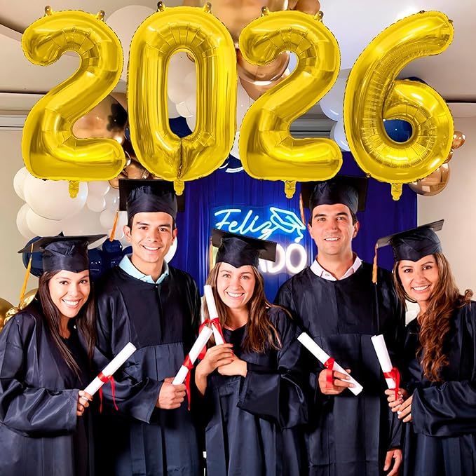 2026 Balloons 2026 Graduation Decorations - 40" Large 2026 Gold Foil Number Balloon Graduation Party Decor Graduation Balloons Class of 2026 Birthday Anniversary Graduation Party Favors Supplies