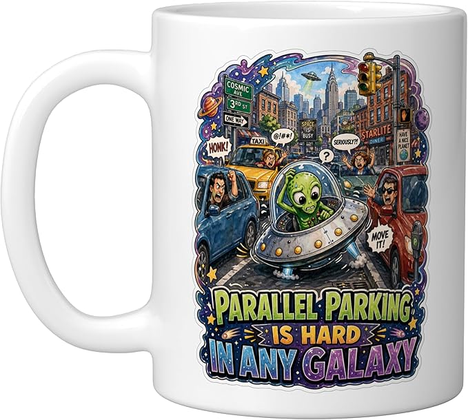 Parallel Parking Is Hard In Any Galaxy Ceramic Mug, White