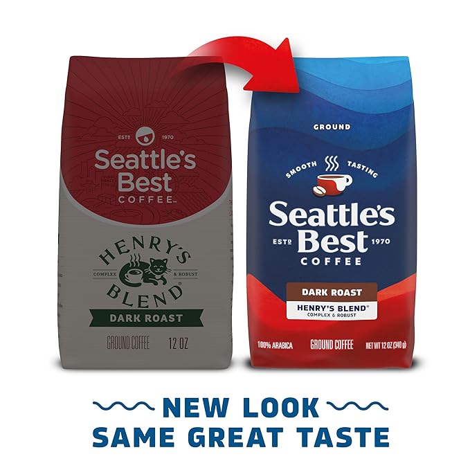 Seattle’s Best Coffee, Dark Roast Ground Coffee, Henry's Blend, 100% Arabica, 6 Bags (12 oz Each)