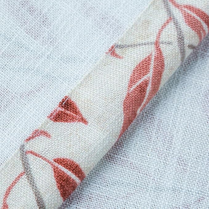 VOGOL Valances for Kitchen, Red Leaf Print Linen Textured Valance for Curtain Panels for Windows, Rod Pocket, 52x12, One Panel