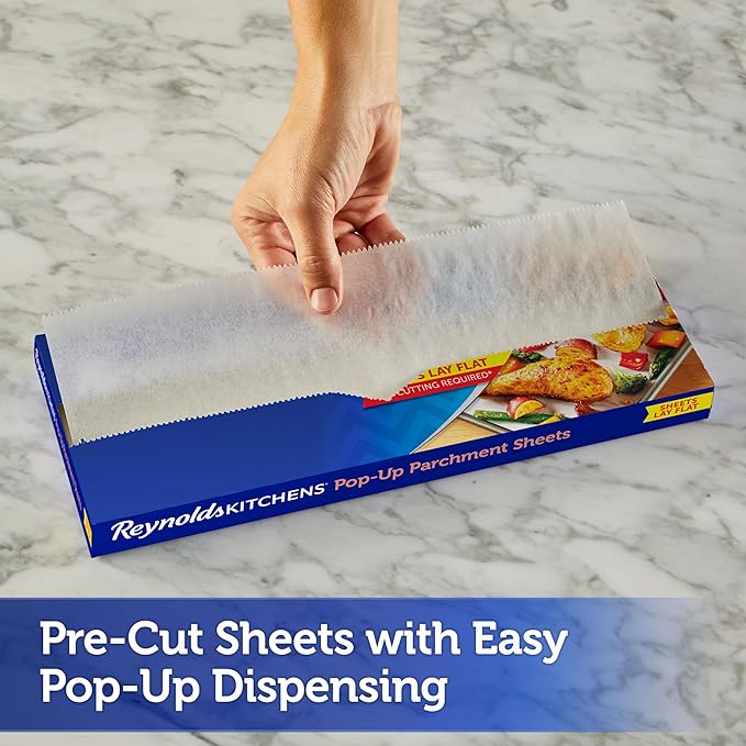 Reynolds Kitchens Pop-Up Parchment Paper Sheets, 10.7x13.75 Inch, 120 Sheets (Pack of 2)
