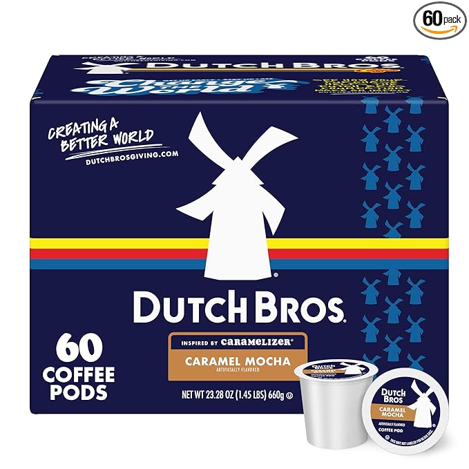 Dutch Bros Caramel Mocha Flavored Coffee inspired by Caramelizer®, 60 Count, Medium Roast, Single Serve Coffee Pods for Keurig K-Cup Brewers