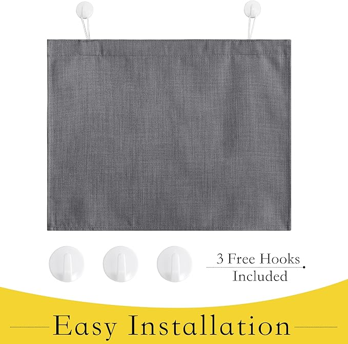 NICETOWN Lockdown Shade for Clasrooom Window Covering, Privacy Thermal Insulated Linen Blackout Small Window Curtains for Kitchen Basement, 1 Panel, 8" W x 36" L, Grey