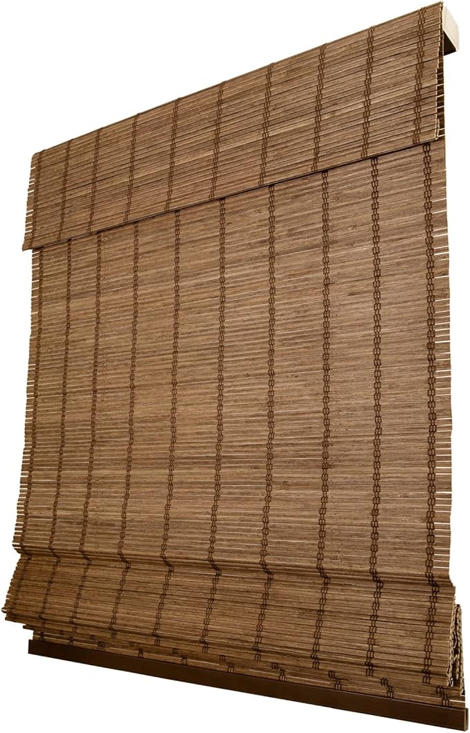 CHICOLOGY Bamboo Roman Shade, Cordless Light Filtering Woven Wood Window Treatment for Living Room, Dining Room, Kitchen & Office, Natural Bamboo Blinds for Boho Coastal Decor, Elk, 31" W x 64" H
