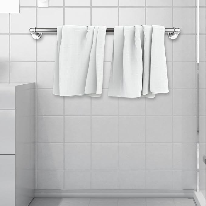 Industrial Pipe Design Towel Bar / Closet Rod / Kitchen Rail Wall or Ceiling Mount 30 inches - Satin Nickel