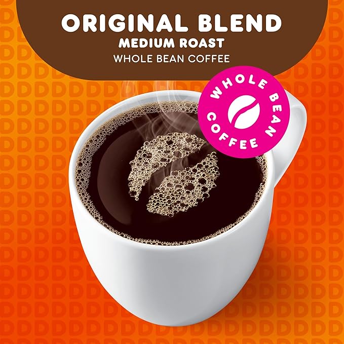 Dunkin' Original Blend Medium Roast Whole Bean Coffee, 18 Ounces (Pack of 6)