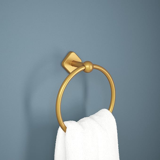 Franklin Brass Gainesville (1-Pack) Hand Towel Holder Satin Gold Towel Racks for Bathroom Wall Round Towel Ring Holder for Bath Towel Hanger for Kitchen, Bathroom Accessories GNV46-SG