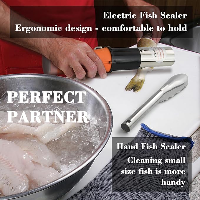 Cordless Electric Fish Scaler Tools,Built-in 12v Rechargeable Battery,2 Cutter Heads,Two-way Rotated,IPX7 Waterproof,Electric Fish Scaler Remover,Fish Scale Remover,Professional Fish Descaler Tool