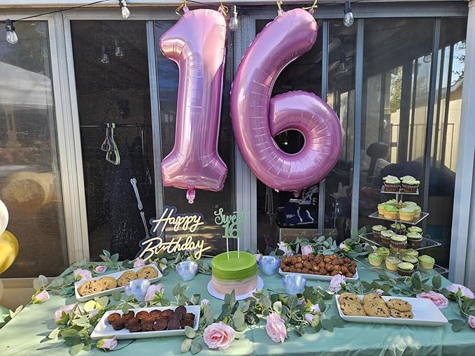 Pink 4 Balloon, 4th Birthday Decorations Girl, Number 4 Balloons for 4th 14 Boy, Happy 40th Birthday Party Decorations Women, Number Balloons 40 Inch for Graduations Anniversary