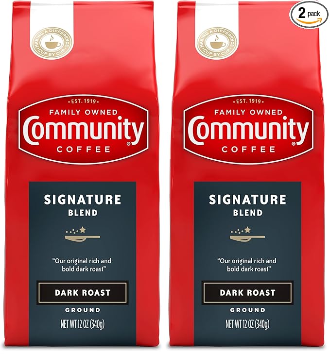Community Coffee Premium Ground Coffee, Signature Blend, Dark Roast, 12 Ounce (Pack of 2)