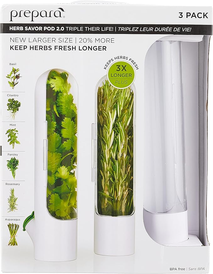 Prepara Herb Savor Pod 2.0, Set of 3,White (Pack of 6)