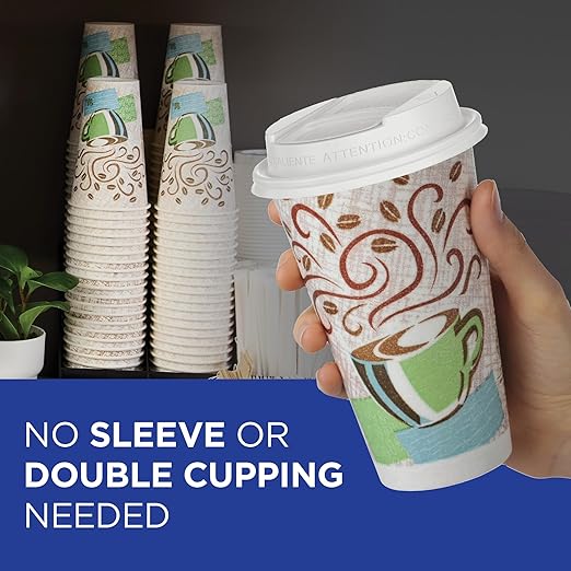 Georgia-Pacific Dixie PerfecTouch 16 oz Paper Coffee Cups By GP PRO, Coffee Haze Design, 1000 Count (50 Disposable Cups Per Sleeve, 20 Sleeves Per Case), 5356CD