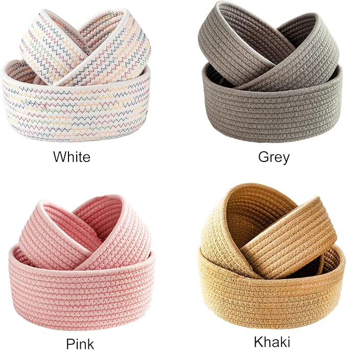 BFYDOAA Cotton Rope Cube Shelf Storage Baskets for Organizing,Decorative Basket for Closet Storage, Baskets for Baby Kid Toys, Soft Cotton Basket Bins for Bathroom Bedroom Organizing