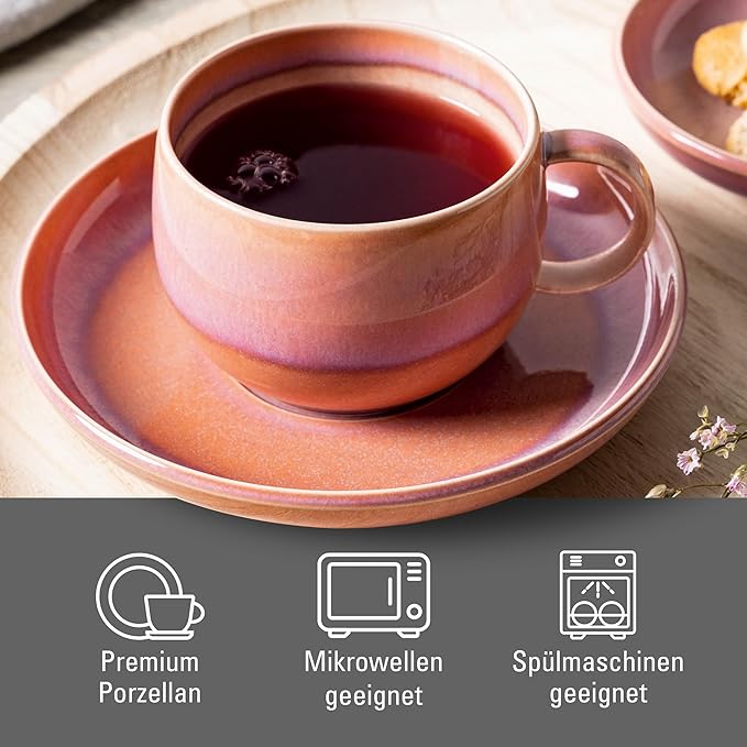 like. by Villeroy & Boch Perlemor Coral Collection Coffee Cup - Premium Porcelain - Scandinavian Design - Dishwasher & Microwave Safe - 6.5 oz