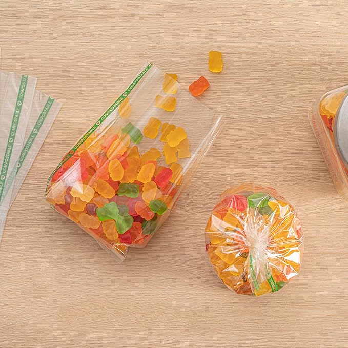 Resturantware Plastic Gusset Bags 100 Count 4" x 2 1/4" x 8" Wicker Dispensing Bottom Gusset Clear Plastic Bags Heat Sealable For Sourdough Bread Cookies Pastries Rolls For Home Bakers And Bakeries