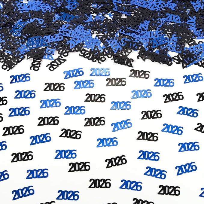 Black and Blue 2026 Confetti Graduation Table Centerpiece Grad Confetti for 2026 Graduation Party Decorations Supplies