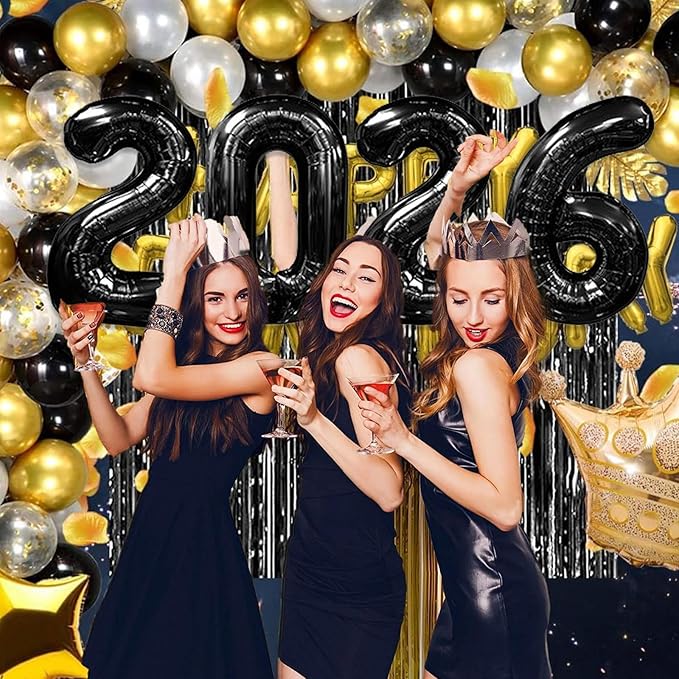 40 Inch 2026 Balloons Black, Number Balloons 40 Inch, New Years Balloons for 2026 New Years Graduation Decorations Home Office Decoration