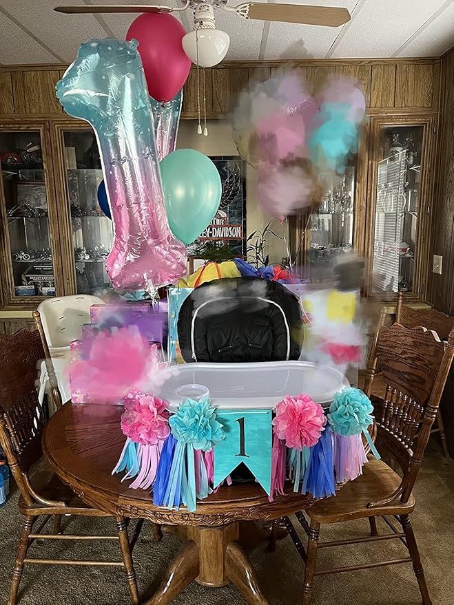 1 Balloons Numbers for First Birthday, Balloon Numbers 40 Inch, Balloon for Girls Boys Baby Shower, Big Baloon for 1, 11, 21, 100 Birthday Wedding Anniversaries Party, Blue and Pink