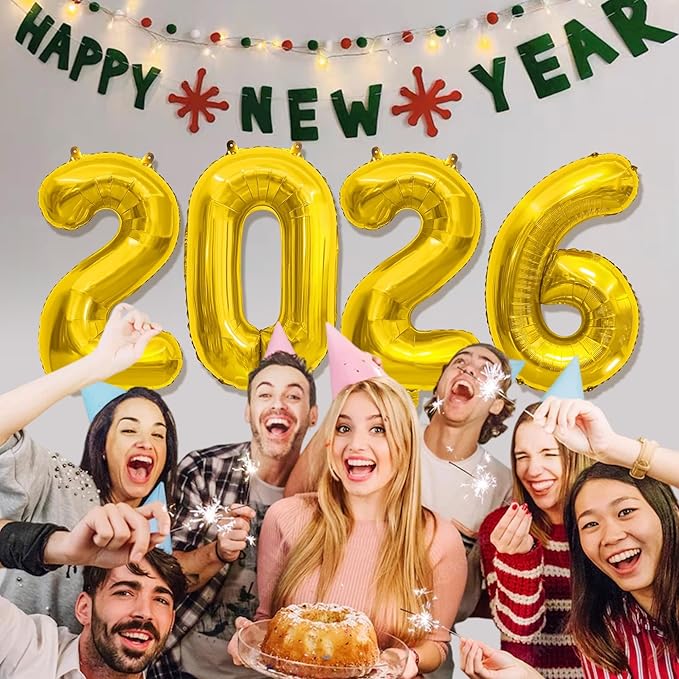 40 Inch 2026 Balloons Gold Foil Number Balloons for 2026 New Year Festival Celebration or Birthday Party Supplies Decorations,New Years Balloon 2026, New Years Eve Graduation Balloons Decorations
