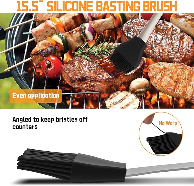 9Pcs Grill Accessories Set, Heavy Duty Stainless Steel BBQ Grill Tools Kit with Storage Bag, Grilling Gifts for Men Dad Him, Professional Barbecue Grill Utensil Set for Outdoor Backyard Camping
