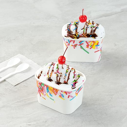 Coppetta 12 Ounce Dessert Cups, 50 Greaseproof Ice Cream Cups - Lids Sold Separately, For Hot And Cold Foods, White Paper Yogurt Bowls, Festive Sprinkle Design, Disposable, Sturdy- Restaurantware