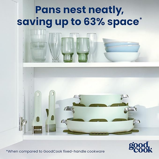 GoodCook Removable Handle – Replacement for Good Cook Removable Handle Ceramic Cookware Set, Detachable, Secure Click-On Heat-Resistant, Durable & Easy to Attach, 1-Piece, Sage Green