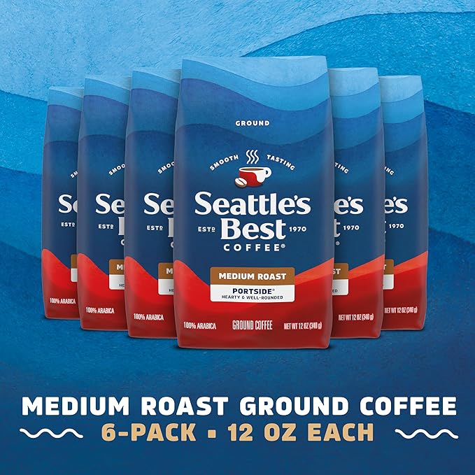 Seattle's Best Coffee Portside Blend Medium Roast Ground Coffee | 12 Ounce Bags,(Pack of 12)