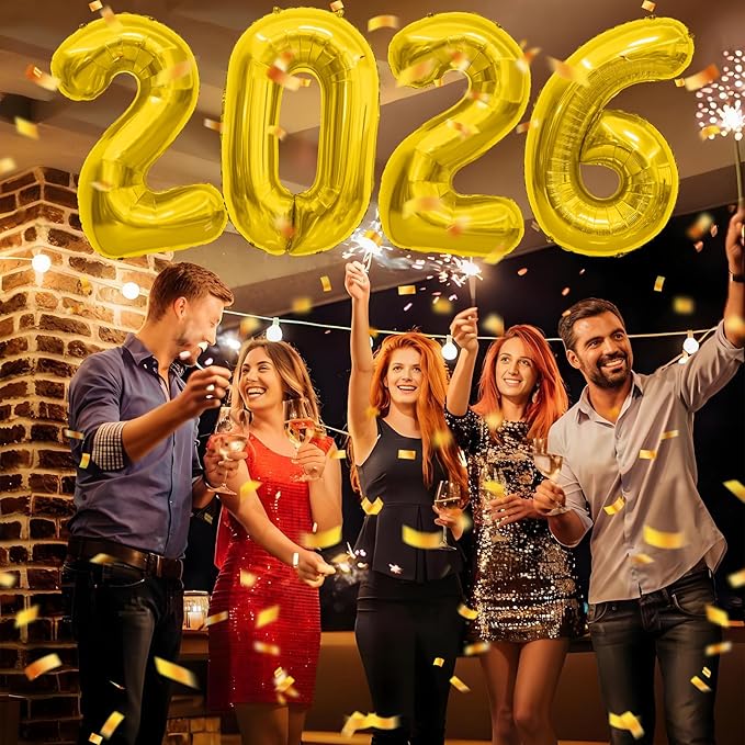 2026 Balloons, 2026 Number Balloons Gold, 40 Inch Large Foil Graduation Balloon 2026 Numbers for Graduation Decorations Class of 2026, Birthday, Anniversary, Home, Office Party Decorations