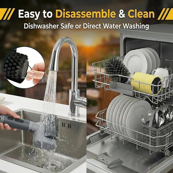 Electric Grill Brush, Cordless Rechargeable Grill Cleaner, 58W BBQ Cleaning Brush with 5200mAh Battery, 150-Min Runtime, 3 Speeds, Angle Adjustable, IPX7 Waterproof, Anti-Shedding for Outdoor Barbecue