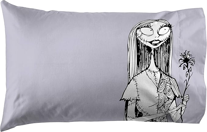 Jay Franco Kids Sheet Set with Fitted, Flat Sheets & Pillow Cover - Ultra-Soft Bedding with Pillowcase for Room Decor, White - Nightmare Before Christmas, 4 Piece Full