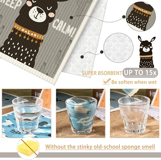 Patelai 6 Pieces Swedish Dishcloth for Kitchen Swedish Dish Towels Swedishs Dish Cloths Absorbent Reusable Paper Towels Washable Cleaning Cloths No Odor for Kitchen Decor