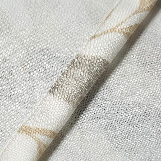 VOGOL Tier Curtains Linen Textured 36 Inches Long Curtains for Kitchen Small Cafe, Birds and Leaf Print Valances Top Pocket Window Drapes for Farmhouse, 2 Panels, 30x36