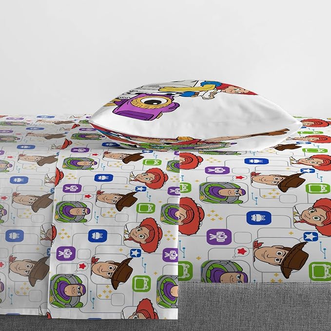 Jay Franco Kids Sheet Set with Fitted, Flat Sheets & Pillow Cover - Ultra-Soft Bedding with Pillowcase for Room Decor, Multi - Toy Story, 3 Piece Twin