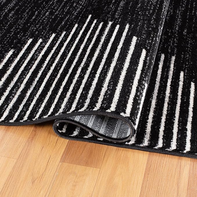Rugshop Bohemian Stripe Stain Resistant High Traffic Living Room Kitchen Bedroom Dining Home Office Area Rug 2'7" x 4' Black