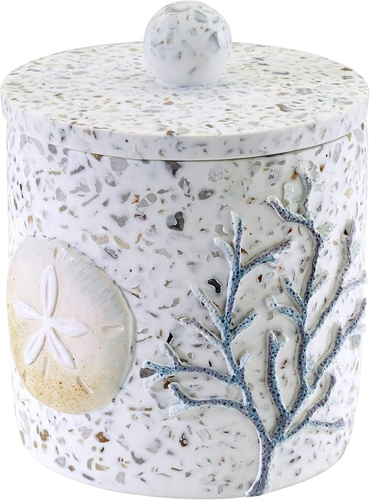 Avanti Linens - Covered Jar, Guest Bathroom Essentials, Sea Inspired Home Decor (Coastal Terrazo Collection)