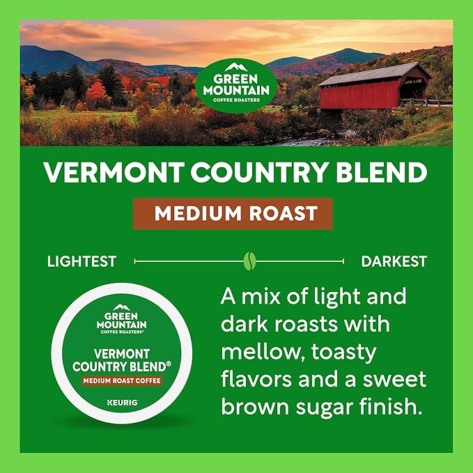Green Mountain Coffee Roasters Vermont Country Blend Keurig Single-Serve K-Cup Pods, Medium Roast Coffee, 60 Count (6 Packs of 10)