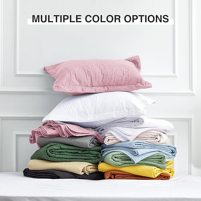 Love's cabin Quilts for Queen Bed Pink Bedspreads - Soft Bed Summer Lightweight Bedspread Comforter - Modern Style Coin Coverlet for All Season - 3 Pieces (1 Quilt, 2 Pillow Shams)