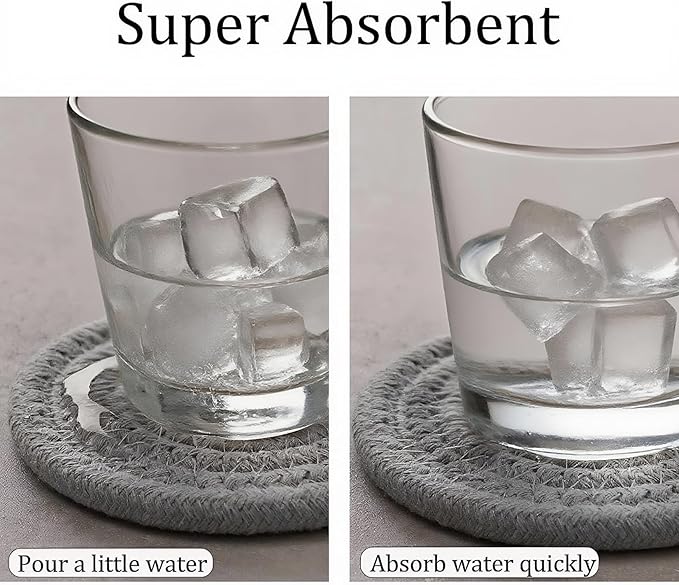 Coasters Set of 4, Absorbent Coaster for Drinks, Coffee, Cute Coasters in 4 Colors, Cotton Woven Coaster for Home Decor, Tabletop Protection, 4.3 Inches Suitable for Most Cups(Set1 (4pcs)/4.3in)