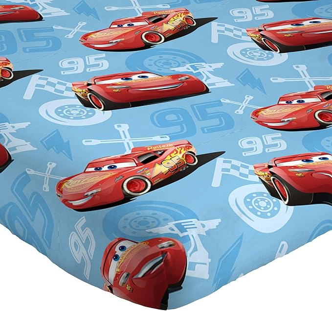 Disney/Pixar Cars 95 Twin 3 Piece Blue Sheet Set with Lightning McQueen (Official Disney/Pixar Product)
