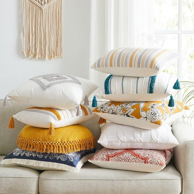 Indigo Ink Off-White Cable Knit Decorative Pillow - 20" x 20" | Square Throw Cushion for Couch, Chair, Bed | Textured Knitted Cover | Cozy Classic Home Decor | Soft Plush Filling | Panther Collection