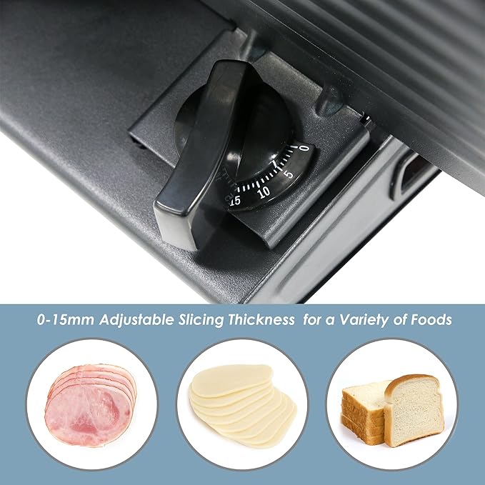 Elite Gourmet EMT-625B Ultimate Precision Electric Deli Food Meat Slicer Removable Stainless Steel Blade, Adjustable Thickness, Ideal for Cold Cuts, Hard Cheese, Vegetables & Bread, 7.5”, Black
